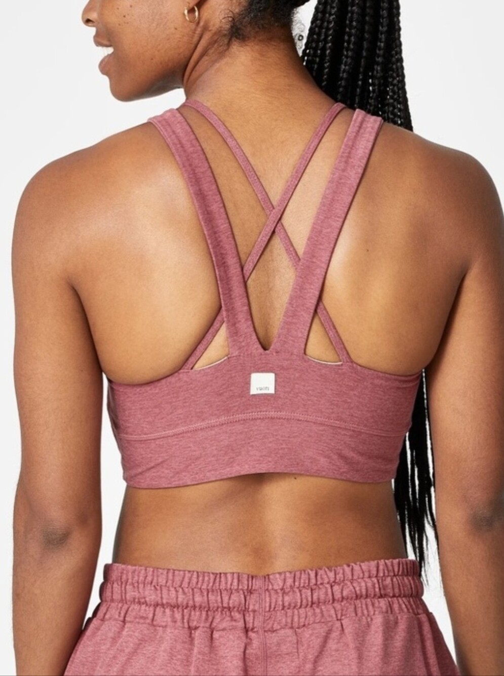 Vuori Heathered Rose Pink Crossback Sports Bra